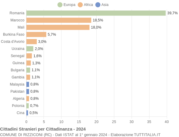 Grafico cittadinanza stranieri - Rizziconi 2024