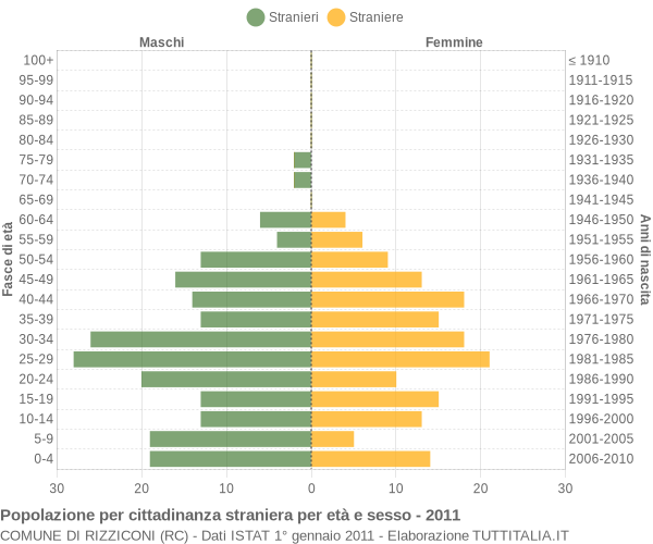 Grafico cittadini stranieri - Rizziconi 2011