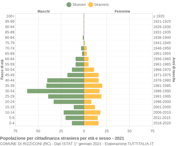 Grafico cittadini stranieri - Rizziconi 2021