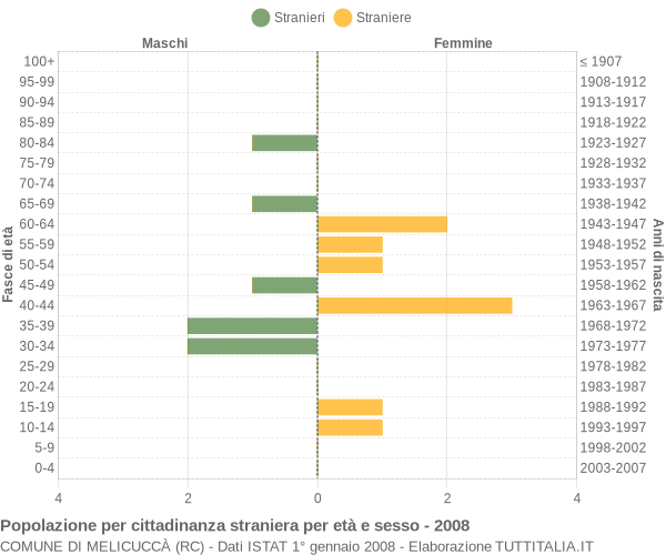 Grafico cittadini stranieri - Melicuccà 2008