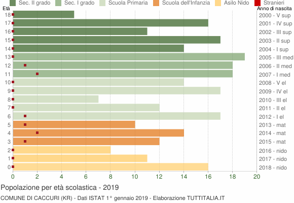 Grafico Popolazione in età scolastica - Caccuri 2019