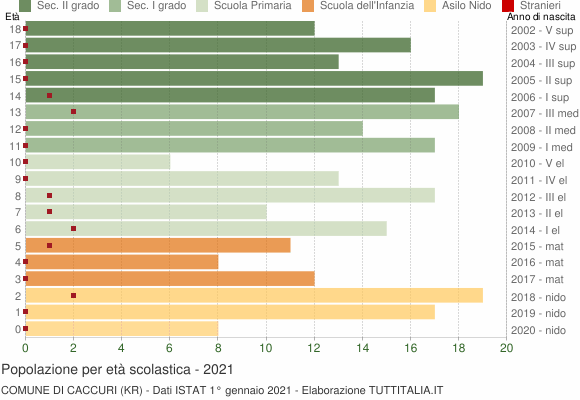 Grafico Popolazione in età scolastica - Caccuri 2021