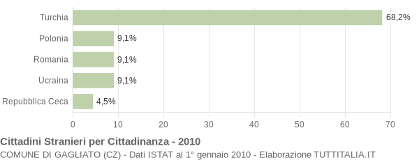 Grafico cittadinanza stranieri - Gagliato 2010