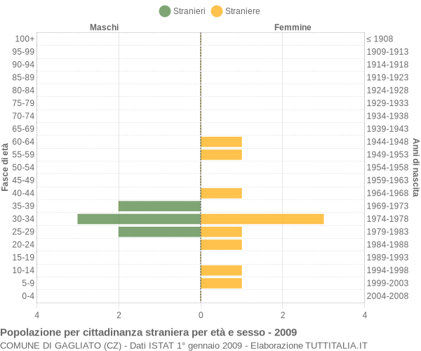 Grafico cittadini stranieri - Gagliato 2009