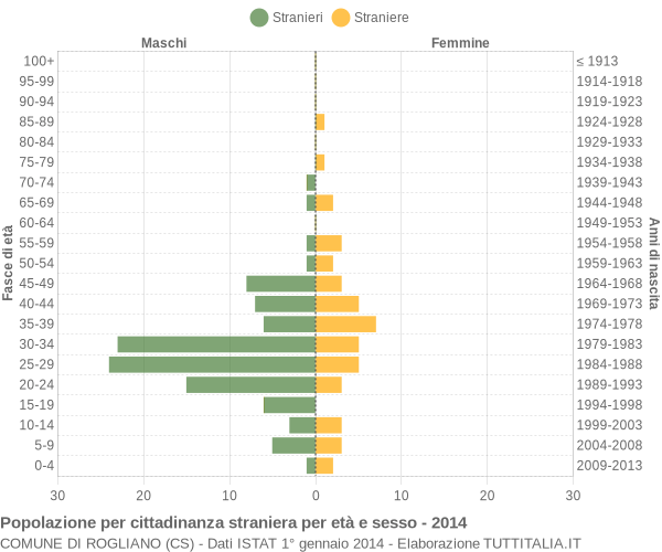 Grafico cittadini stranieri - Rogliano 2014