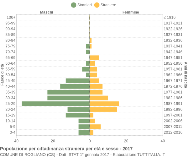 Grafico cittadini stranieri - Rogliano 2017