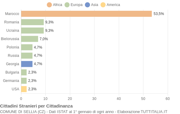 Grafico cittadinanza stranieri - Sellia 2021