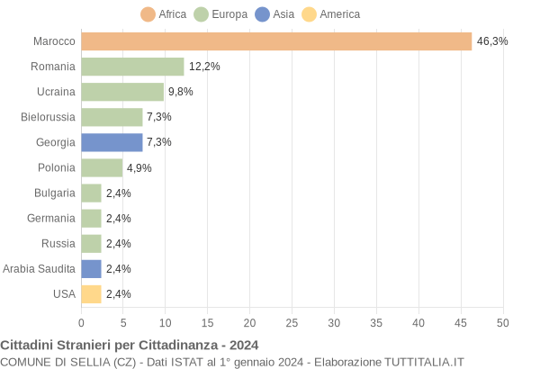 Grafico cittadinanza stranieri - Sellia 2024