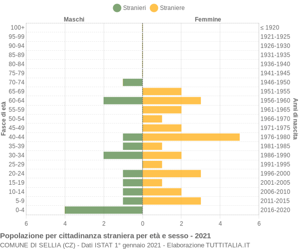 Grafico cittadini stranieri - Sellia 2021