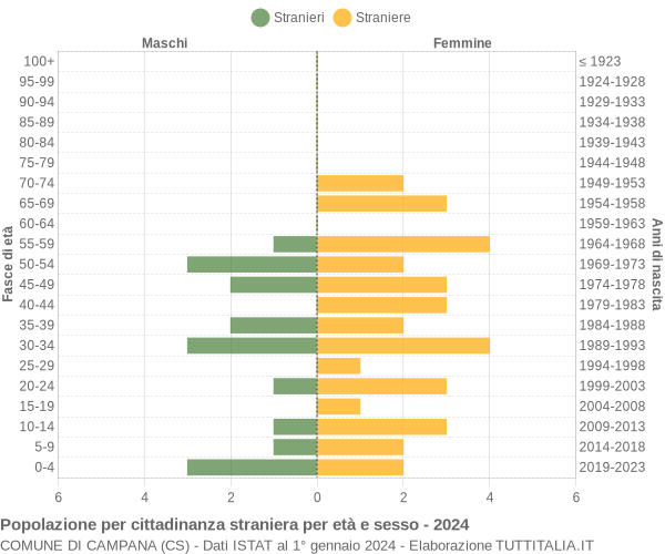 Grafico cittadini stranieri - Campana 2024