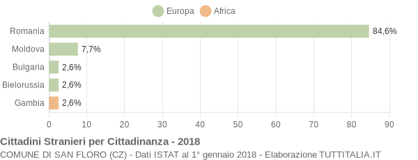 Grafico cittadinanza stranieri - San Floro 2018