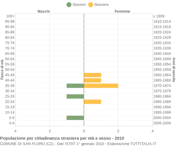 Grafico cittadini stranieri - San Floro 2010