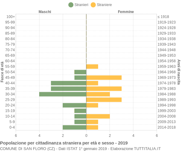 Grafico cittadini stranieri - San Floro 2019