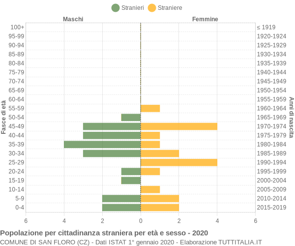 Grafico cittadini stranieri - San Floro 2020