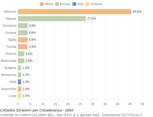 Grafico cittadinanza stranieri - Campo Calabro 2004