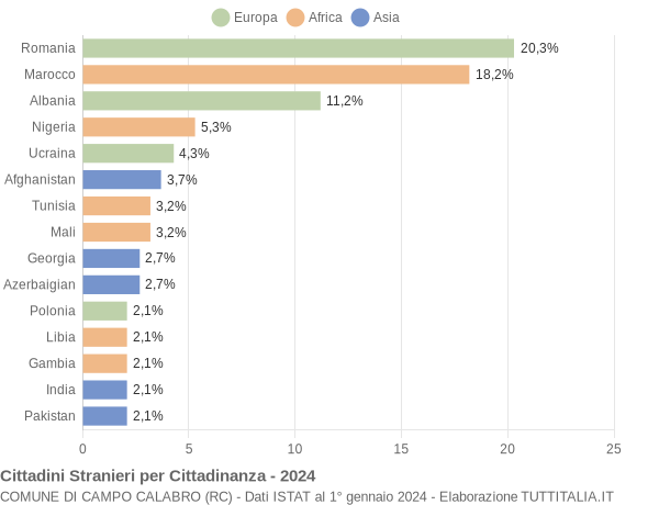 Grafico cittadinanza stranieri - Campo Calabro 2024