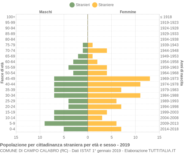 Grafico cittadini stranieri - Campo Calabro 2019