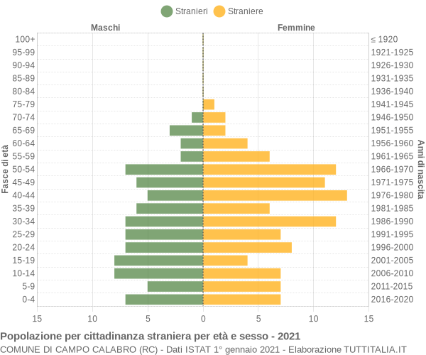 Grafico cittadini stranieri - Campo Calabro 2021