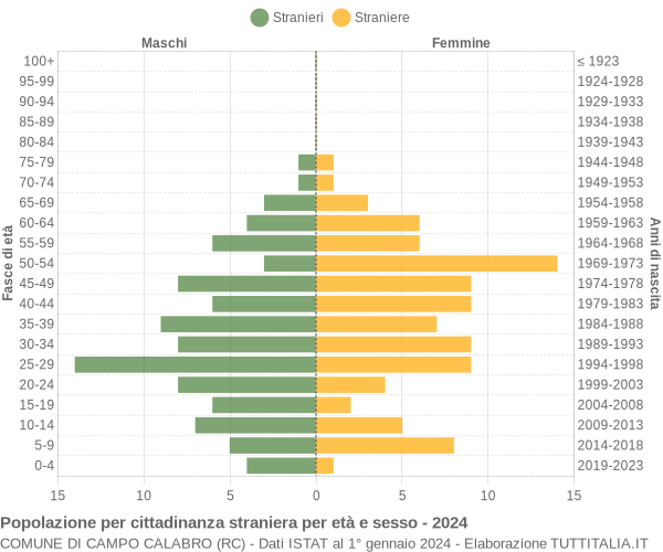 Grafico cittadini stranieri - Campo Calabro 2024