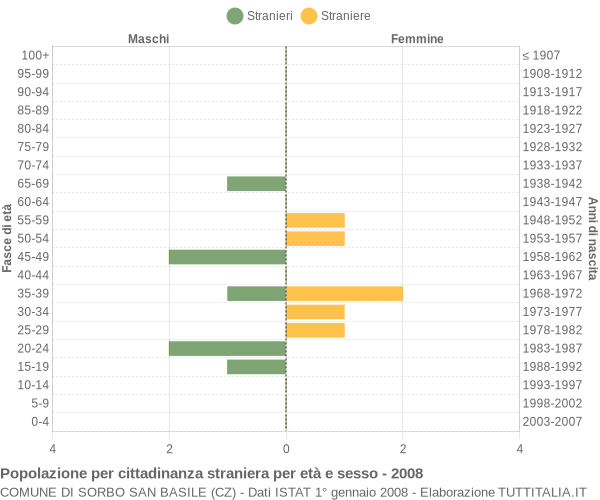 Grafico cittadini stranieri - Sorbo San Basile 2008
