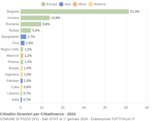 Grafico cittadinanza stranieri - Pizzo 2024