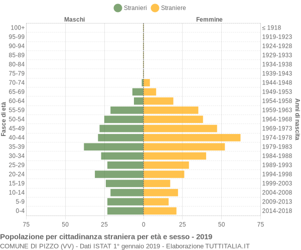 Grafico cittadini stranieri - Pizzo 2019