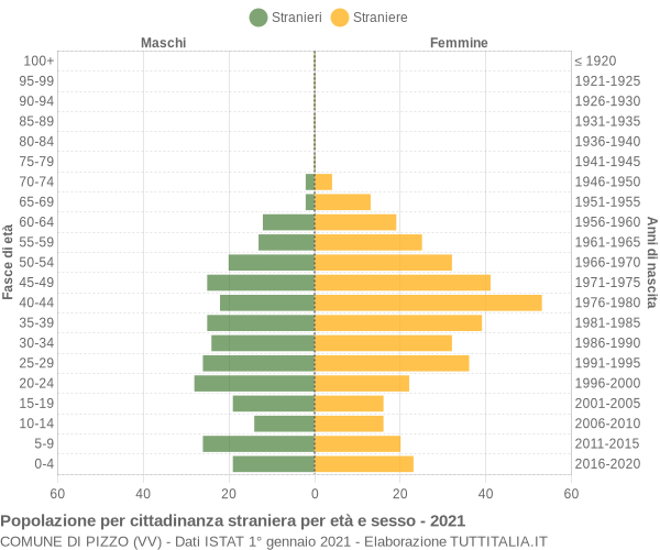 Grafico cittadini stranieri - Pizzo 2021