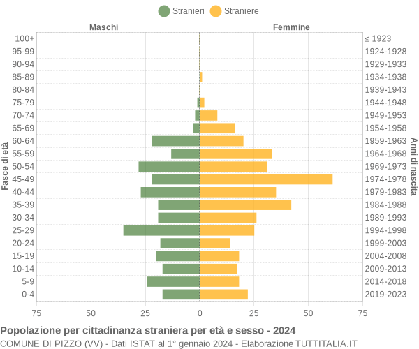 Grafico cittadini stranieri - Pizzo 2024