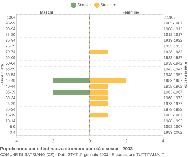 Grafico cittadini stranieri - Satriano 2003