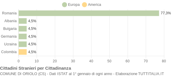 Grafico cittadinanza stranieri - Oriolo 2010