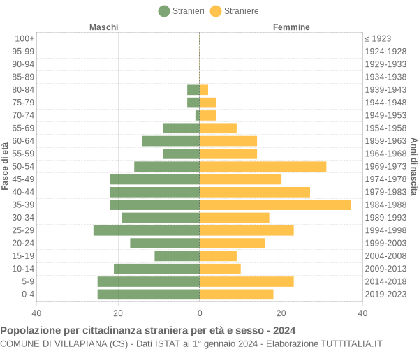 Grafico cittadini stranieri - Villapiana 2024