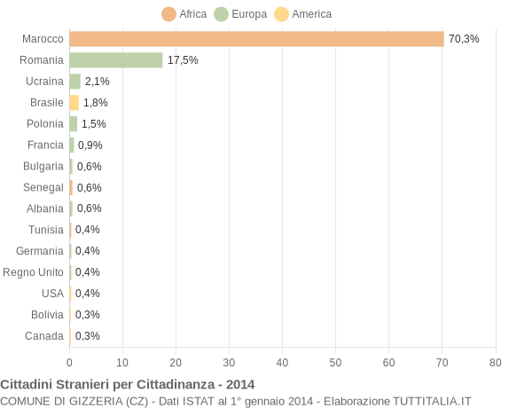 Grafico cittadinanza stranieri - Gizzeria 2014