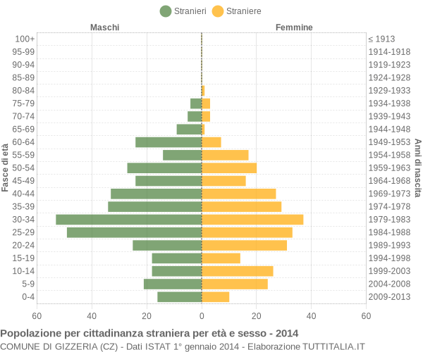 Grafico cittadini stranieri - Gizzeria 2014