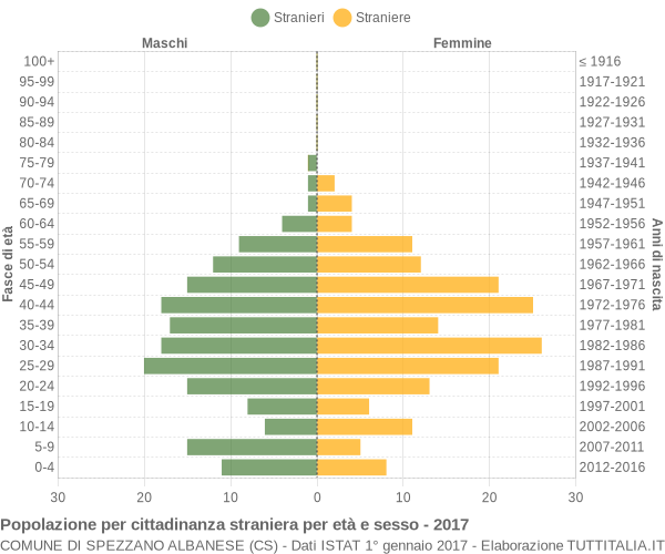 Grafico cittadini stranieri - Spezzano Albanese 2017