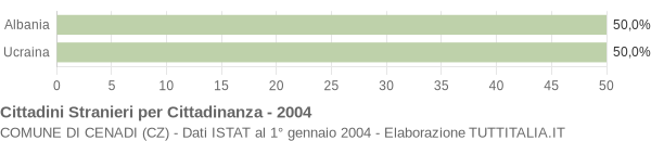 Grafico cittadinanza stranieri - Cenadi 2004