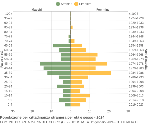 Grafico cittadini stranieri - Santa Maria del Cedro 2024