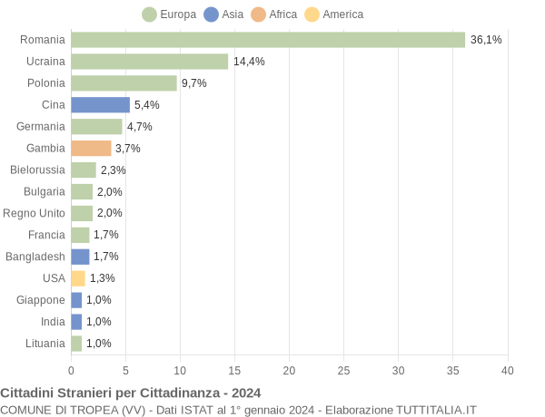 Grafico cittadinanza stranieri - Tropea 2024