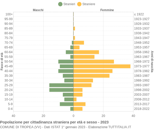 Grafico cittadini stranieri - Tropea 2023