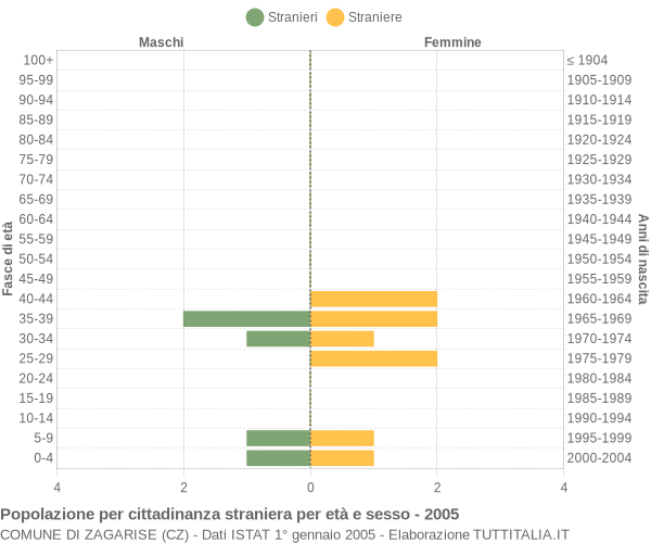 Grafico cittadini stranieri - Zagarise 2005