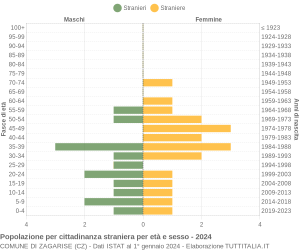 Grafico cittadini stranieri - Zagarise 2024