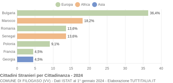 Grafico cittadinanza stranieri - Filogaso 2024