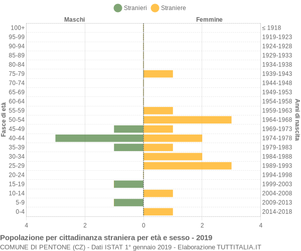 Grafico cittadini stranieri - Pentone 2019