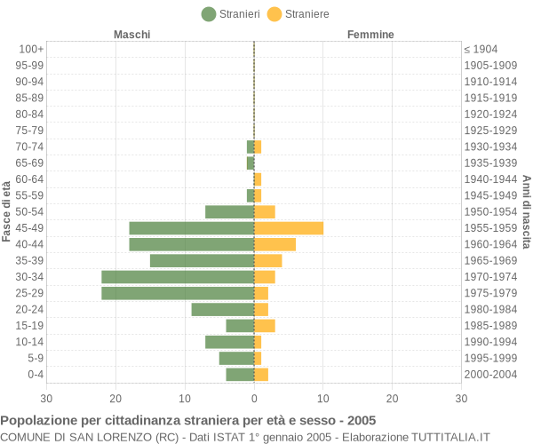 Grafico cittadini stranieri - San Lorenzo 2005