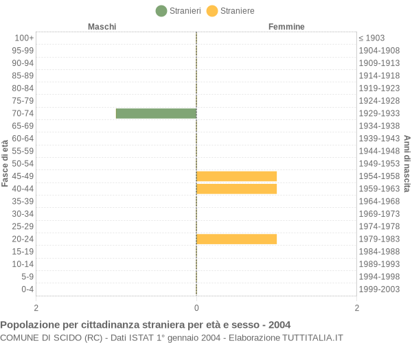 Grafico cittadini stranieri - Scido 2004