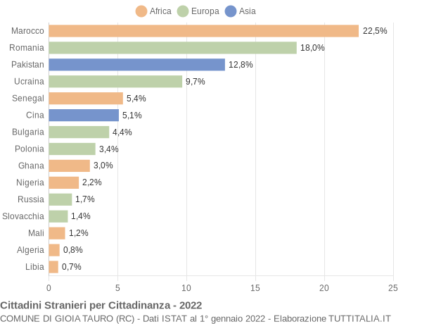 Grafico cittadinanza stranieri - Gioia Tauro 2022