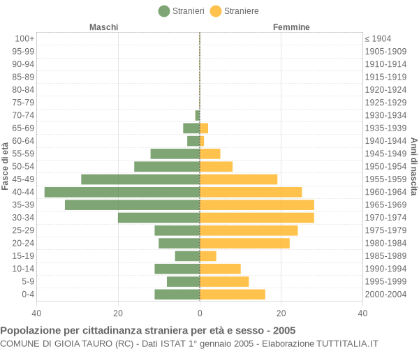 Grafico cittadini stranieri - Gioia Tauro 2005