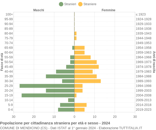 Grafico cittadini stranieri - Mendicino 2024