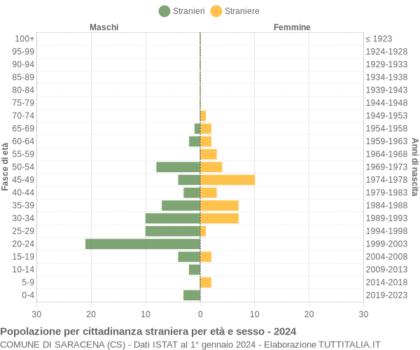 Grafico cittadini stranieri - Saracena 2024