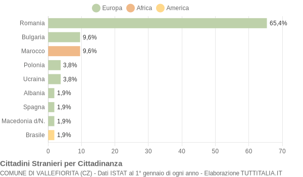 Grafico cittadinanza stranieri - Vallefiorita 2008