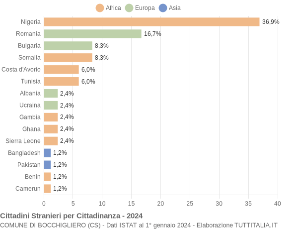 Grafico cittadinanza stranieri - Bocchigliero 2024